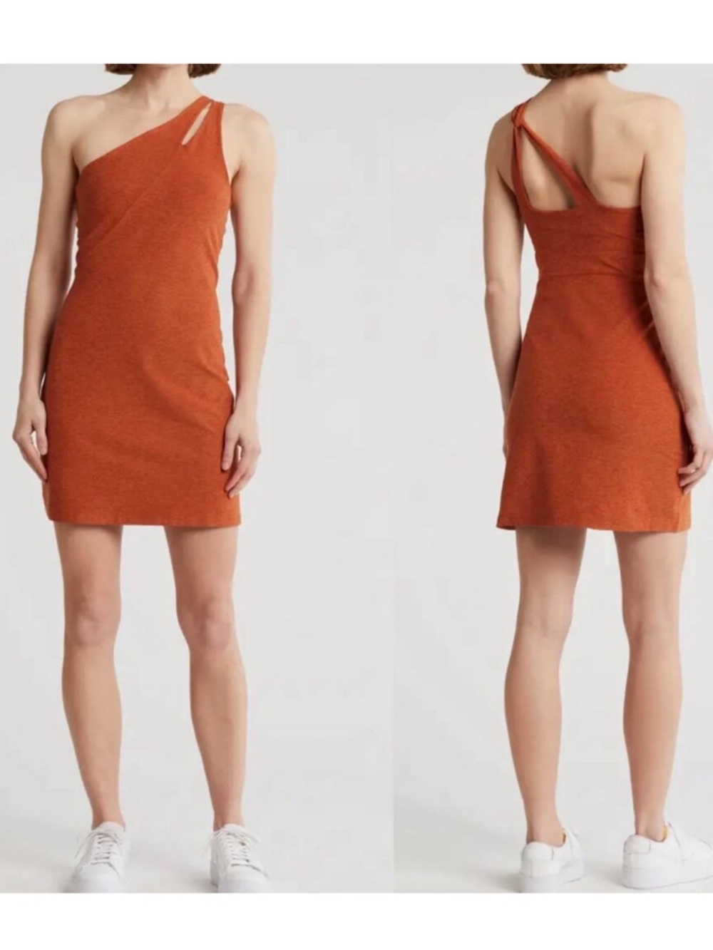 Beyond Yoga One-Shoulder Dress in Rust